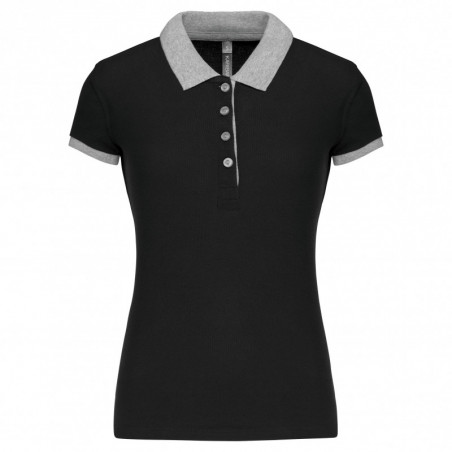 Polo piqué bicolore femme