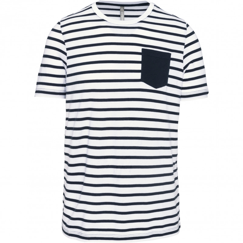 T-shirt rayé marin avec poche manches courtes homme