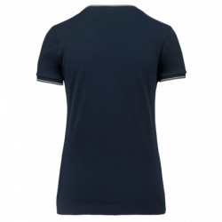 T-shirt maille piquée col V femme