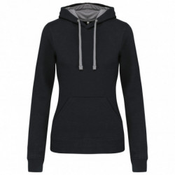 Sweat-shirt capuche contrastée femme