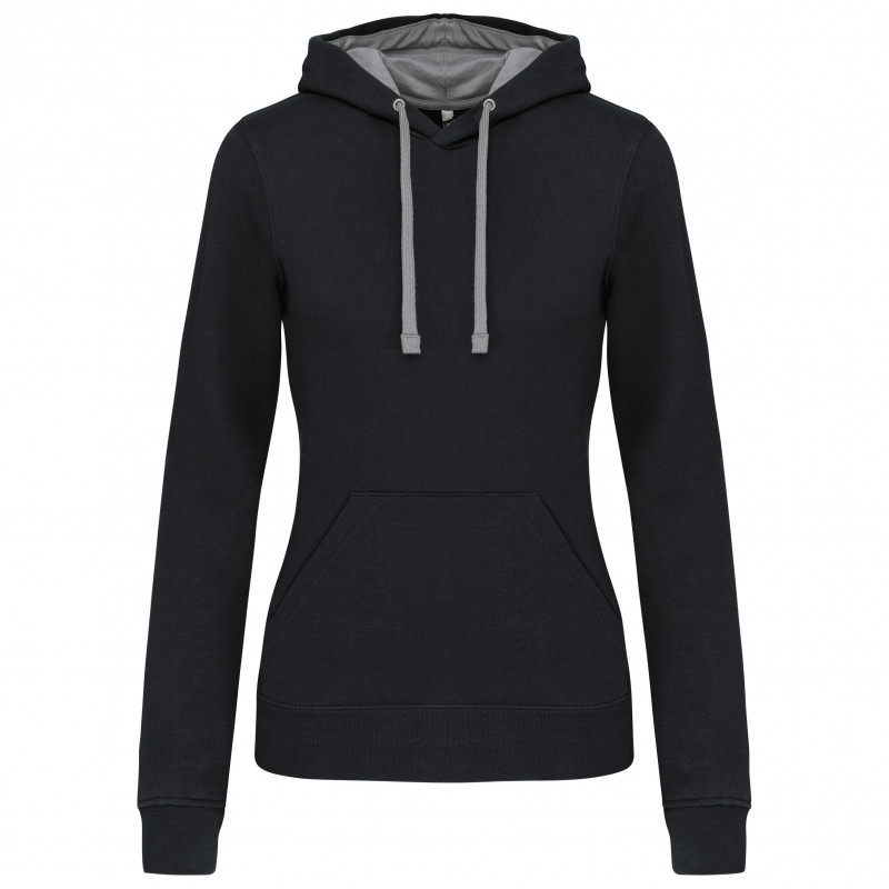 Sweat-shirt capuche contrastée femme