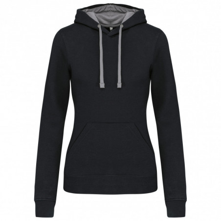 Sweat-shirt capuche contrastée femme