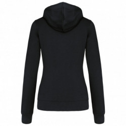 Sweat-shirt zippé capuche contrastée femme