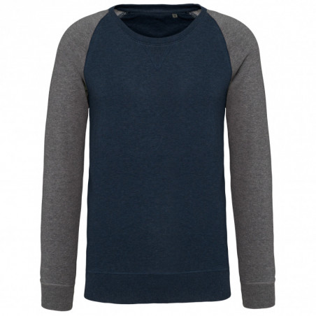 Sweat-shirt French Terry Bio bicolore col rond manches raglan homme