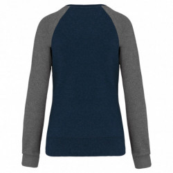 Sweat-shirt French Terry Bio bicolore col rond manches raglan femme