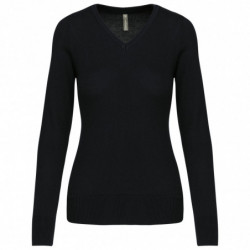 Pull col V femme