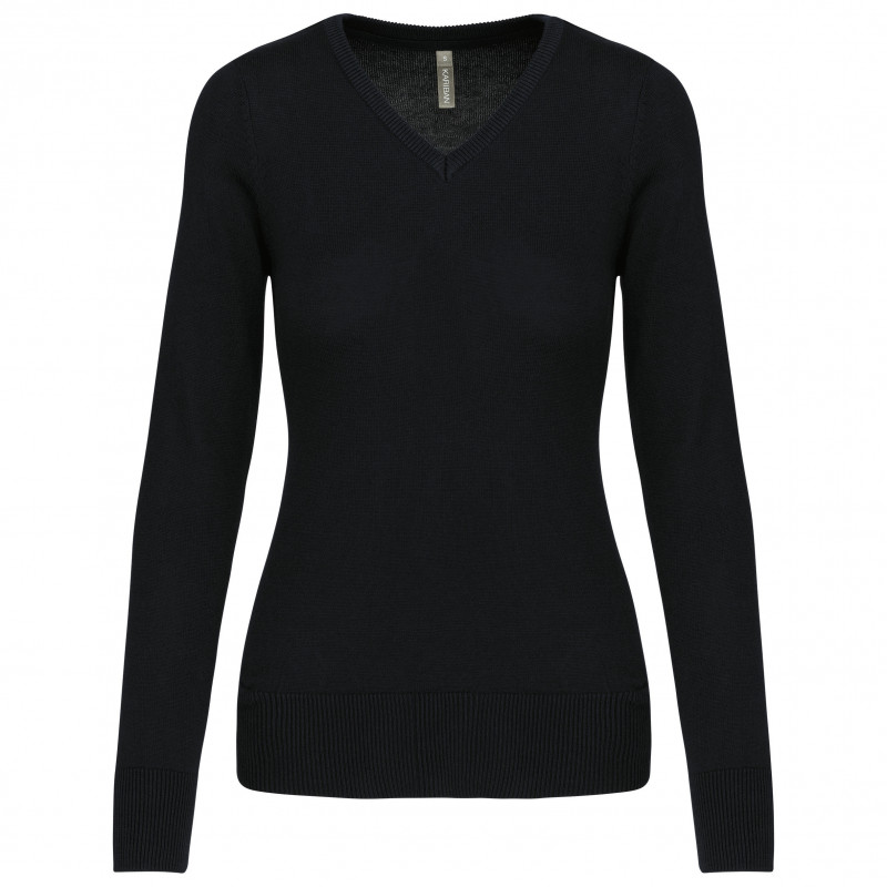 Pull col V femme