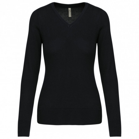 Pull col V femme