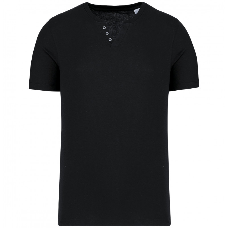 T-shirt écoresponsable henley manches courtes homme - 140 g