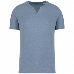 T-shirt écoresponsable henley manches courtes homme - 140 g