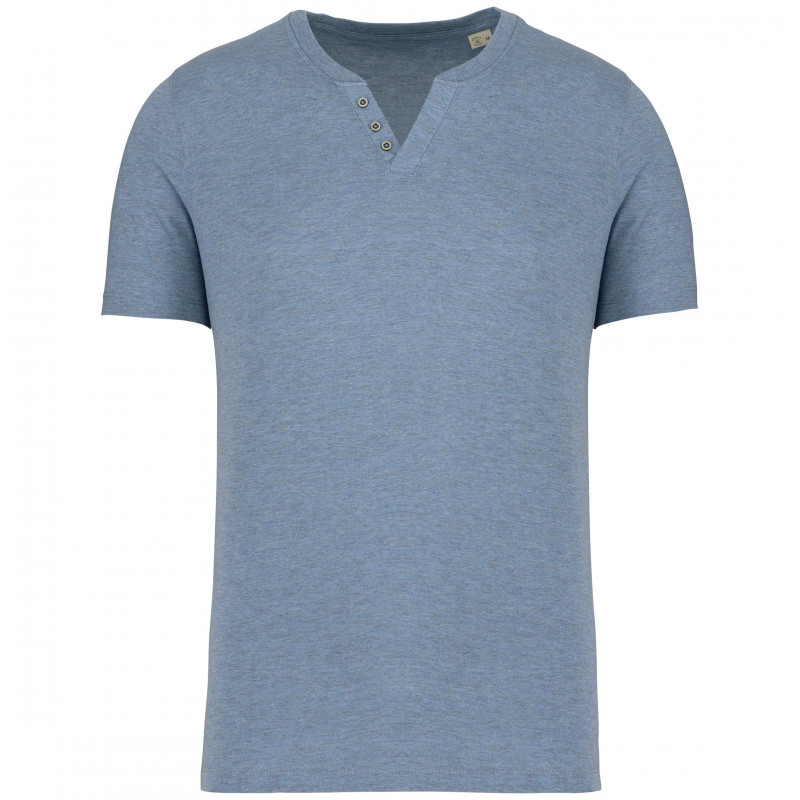 T-shirt écoresponsable henley manches courtes homme - 140 g