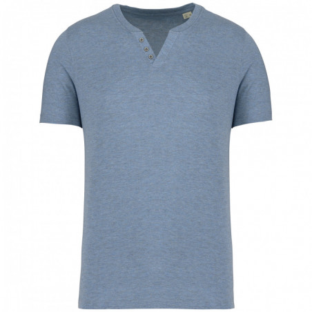 T-shirt écoresponsable henley manches courtes homme - 140 g