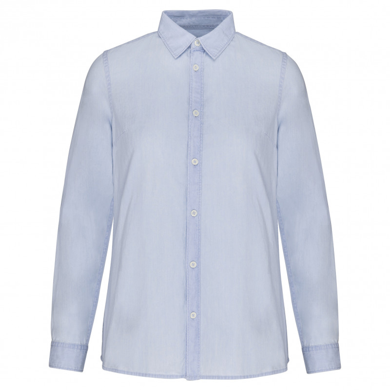 Chemise écoresponsable délavée en coton twill femme