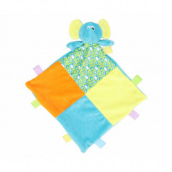 Doudou plat multicolore éléphant