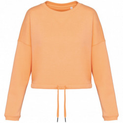 Sweat-shirt écoresponsable à col rond oversize crop femme